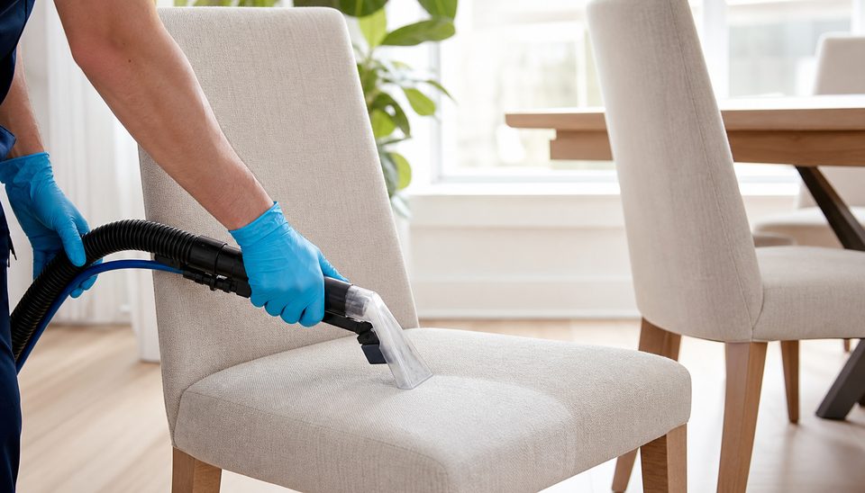 Limpeza profissional de cadeira estofada