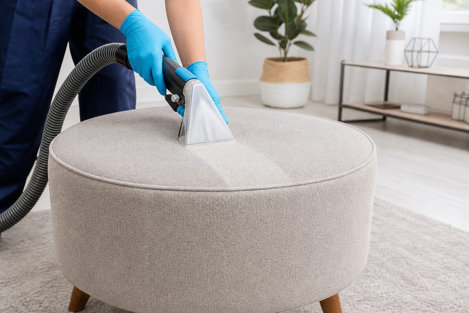 Higienização profissional de puff estofado